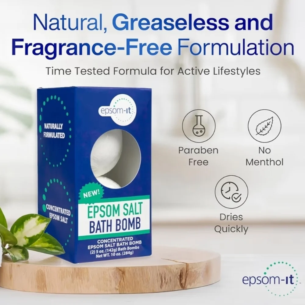 Bundle Of 2 Epsom-It Epsom Salt Bath‎ Bomb Muscle Recovery Soak Spa Relaxation